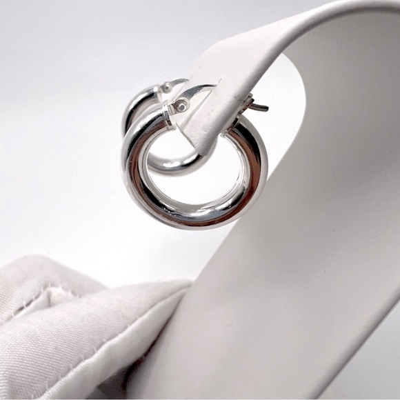 .925 Sterling Silver 4mm x 20mm  Round Tube Hoop Earrings - Picture 12 of 15